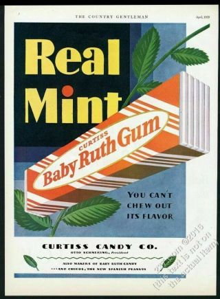 1929 Curtiss Baby Ruth Chewing Gum Vintage Print Ad