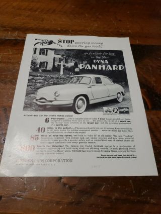 1958 Citroen Dyna Panhard Sedan Advertisment