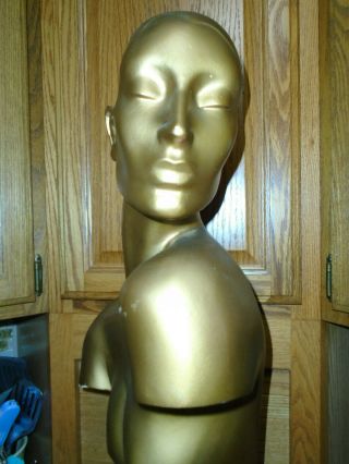 VTG.  Art Deco Store Display Mannequin Head and Half Body - GOLD 5