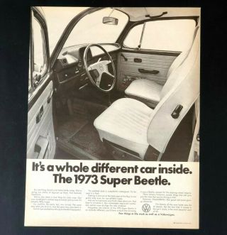 1973 Volkswagen Beetle Advertisement Interior Vw Bug Photo Vtg Print Ad