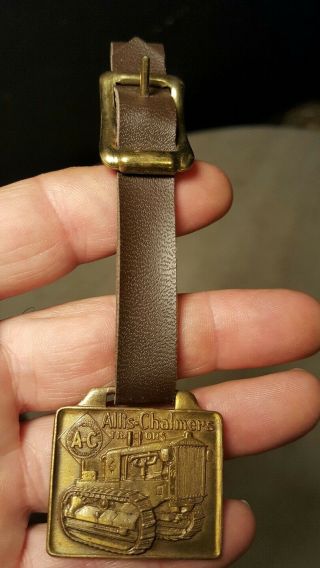 Antique Allis Chalmers Tractor Bulldozer Watch Fob With Strap D