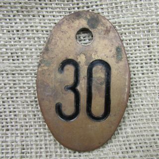 Vintage Large Brass Number Cow Tag Double Sided Steampunk Farm Dairy Marker 30