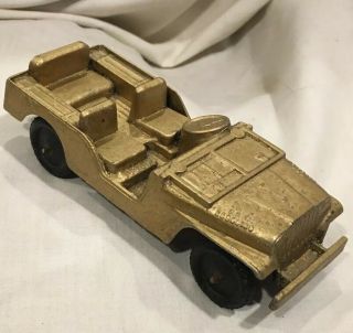 Vintage Tootsietoy Gold Jeep Diecast 4 " - 5/8” Long Chicago/usa,