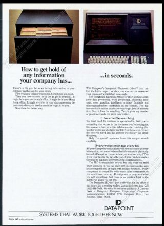 1982 Datapoint 8600 Ieo Computer System Photo Vintage Print Ad