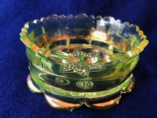 Vintage Vaseline Glass Star & Arches Candy Dish With Gold Trim Trinket Uranium 3