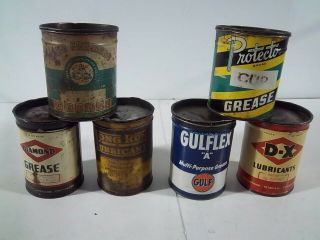 Vintage D - X,  Gulf,  Long Run,  Ohio Farmers,  More,  One Pound Grease,  1 Lb Tin Can