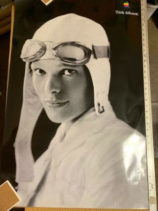 Apple Think Different Poster,  Amelia Earhart By Steve Jobs Rare 1998 24 X 36
