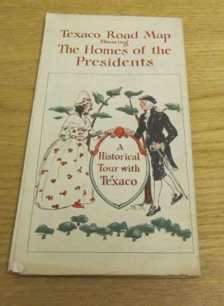 1931 Texaco Gasoline Homes Of The Presidents,  Northeastern Us Road Map 21x28