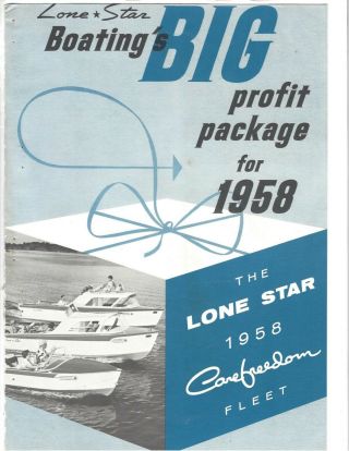 1958 Vintage Lone Star Boats Double - Sided Print Ad Advertisement