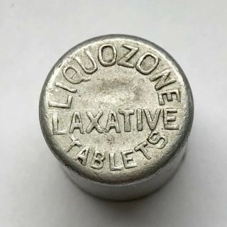 Liquozone Laxative Tablets Tin Vtg Advertising 2.  5” Aluminum Tube 2