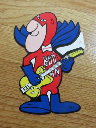 Vintage Budweiser King Of Beers Bud Man W/ Guitar 7 " Sticker / Decal