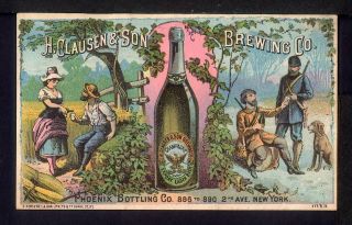 Champagne Export Lager Beer Phoenix Bottling H.  Clausen & Son Brewing Trade Card