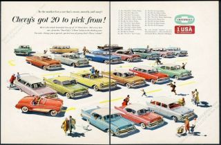 1957 Chevrolet Corvette Nomad Bel Air Coupe 20 Car Art Chevy Vintage Print Ad