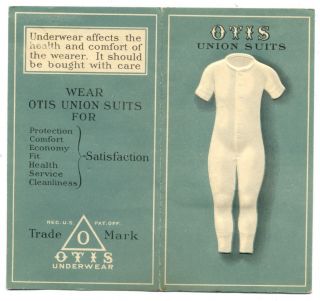 Otis Union Suits Underwear Embossed Trade Card With Fabric Sample - Rare Ca1910