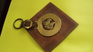 Antique,  2 Equestrian Ornaments Horse Brass On Vintage Leather Medallion