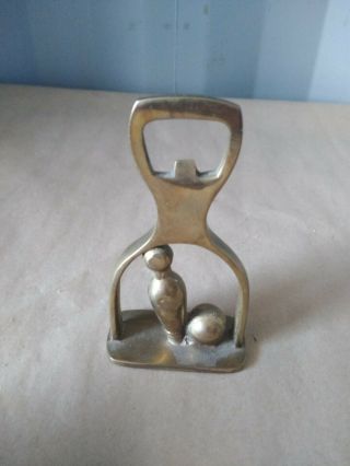 Vintage Brass Standing Bottle Opener Bowling Ball And Bowling Pin