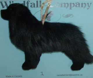 All Black Newfoundland Dog Soft Plush Christmas Canine Ornament 1 By Wc