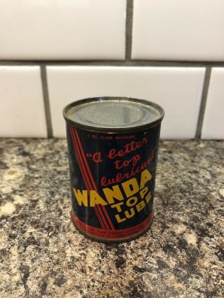 Vtg Wanda Grease 1 Can Oil Can Full Nos Cato Oil & Grease C.  Oklahoma City Ok