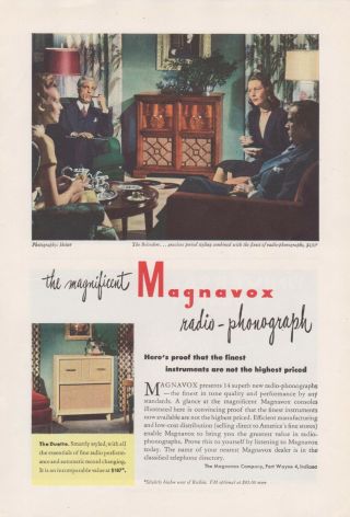 Magnavox Radio - Phonograph 1947 Vintage Color Print Advertisement