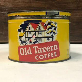 Rare Vintage Antique Tin Can Old Tavern Coffee 1lb