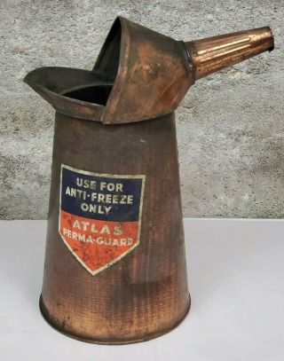 Vintage Atlas Perma - Guard Anti - Freeze Dover 1/2 Gallon Copper Fill Can