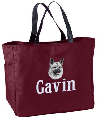 Norwegian Elkhound Embroidered Essential Tote Bag 18 Colors
