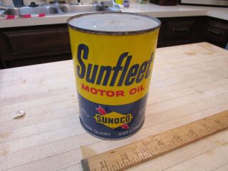 Vintage Sunoco Sunfleet Motor Oil Full One Quart Can