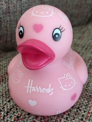 Sanrio Hello Kitty Harrods London Pink Rubber Duck Ducky Figure 2011 Rare