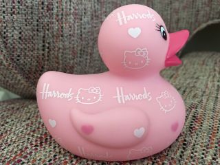 Sanrio Hello Kitty Harrods London Pink Rubber Duck Ducky Figure 2011 Rare 4