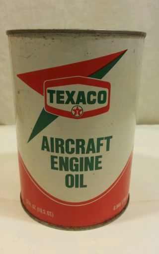Vintage Texaco Aircraft Engine Oil Can Full 7 - 79 / 120 Sae 70 (39,  Yrs. )