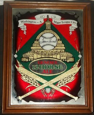 Vintage Genesee 12 Horse Ale Baseball Mirror Sgned By Frank Howard