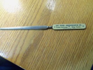 Vintage Celluloid Advertising Letter Opener Staib - Abendschein Co Piano Actions