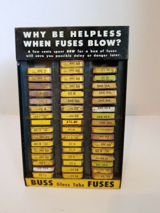 Vintage Buss Fuse Display With 49 Boxes
