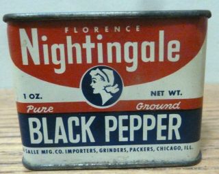 Florence Nightingale Black Pepper 1 Oz Metal Spice Tin Never Opened Still