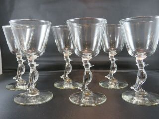 6 Old Crow Whiskey Figural Crow With Top Hat Shaped Stemware Whiskey Glasses
