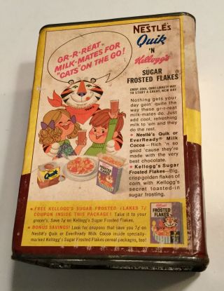 Vintage Nestle Quick Tin 60s Cereal Kellogg’s Tony Tiger Box Frosted Flakes Old