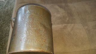 Rare Antique Big Gun Brand Oyster Co; Baltimore,  Md Oyster Gallon Tin Can