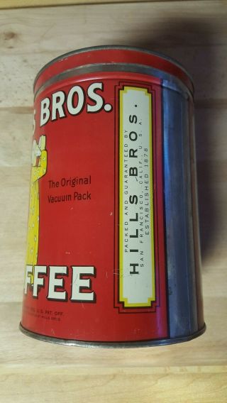 Vintage Hills Bros.  Coffee Tin Can With Lid - 2