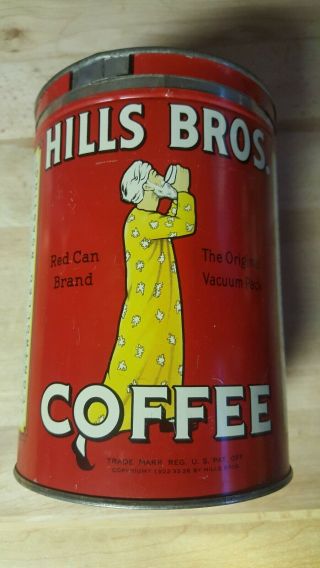 Vintage Hills Bros.  Coffee Tin Can With Lid - 4