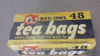 1950 ' s 1960 ' s Red Owl Grocery Store Box Of 48 Tea Bags Still 59 Cents 2