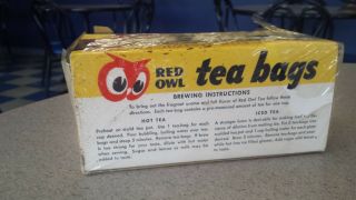 1950 ' s 1960 ' s Red Owl Grocery Store Box Of 48 Tea Bags Still 59 Cents 6