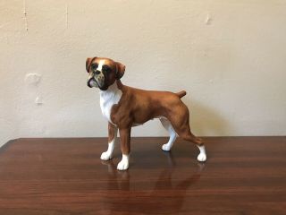 Boxer Dog Figurine Statue Hand Painted Resin Gift Pet Lovers Fawn