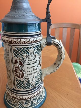 Vintage German Made Porcelain Lidded Beer Stein