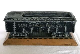 Vintage Blue Diamond Coal Co.  Cigar Ashtray Advertising Brass Base Train Car