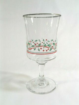 4 Vintage Arby ' s Holly & Berry Christmas 1986 Libbey Stemmed Glasses Goblets 4