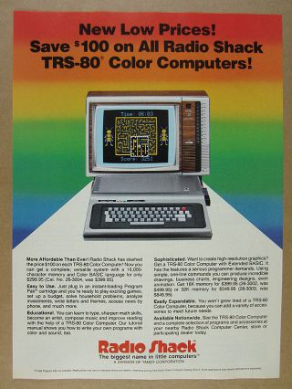 1983 Radio Shack Trs - 80 Color Computer Mega - Bug Game Screen Vintage Print Ad
