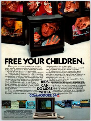 C1987 Commodore 64 Video Game Print Ad