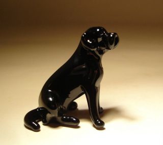Blown Glass " Murano " Art Figurine Dog Black Lab Labrador Sitting