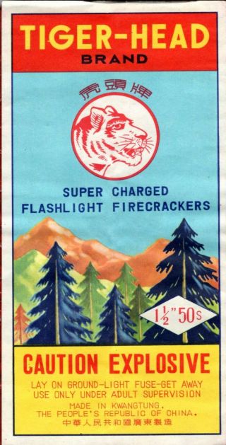 Tiger - Head Brand Firecracker Label,  50 