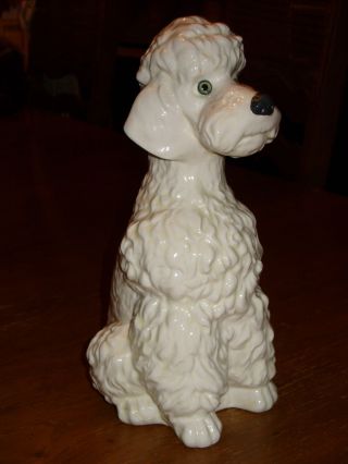 Poodle Ceramic White Statue Figurine 11 "